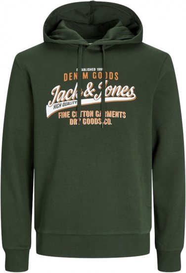 Jack & Jones 2 COL LOGO Hoodie Kombu Green - Herren-sweater und -hoodies - Herren-Sweater und -Hoodies in großen Größen
