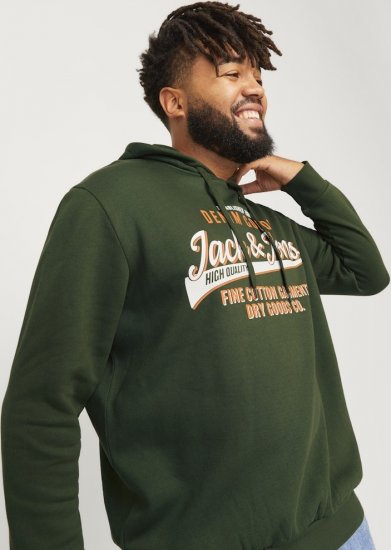 Jack & Jones 2 COL LOGO Hoodie Kombu Green - Herren-sweater und -hoodies - Herren-Sweater und -Hoodies in großen Größen