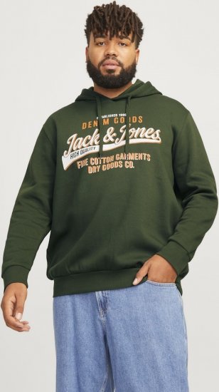 Jack & Jones 2 COL LOGO Hoodie Kombu Green - Herren-sweater und -hoodies - Herren-Sweater und -Hoodies in großen Größen