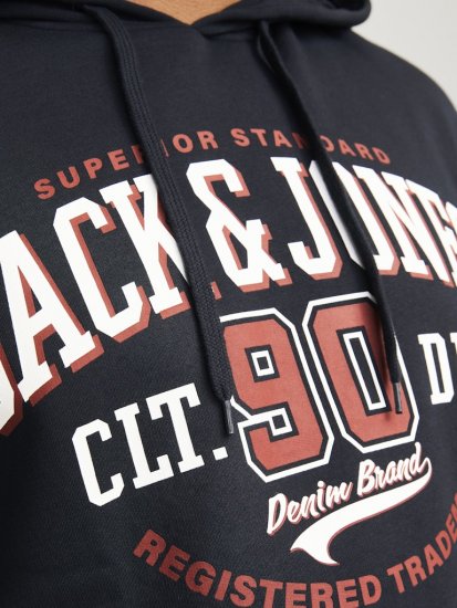 Jack & Jones 2 COL LOGO Hoodie Dark Navy - Herren-sweater und -hoodies - Herren-Sweater und -Hoodies in großen Größen
