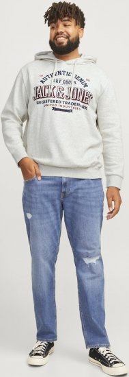 Jack & Jones 2 COL LOGO Hoodie White Melange - Herren-sweater und -hoodies - Herren-Sweater und -Hoodies in großen Größen