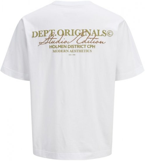 Jack & Jones Lington Crew Neck T-Shirt Bright White - Herren-T-shirts - Herren-T-Shirts in großen Größen