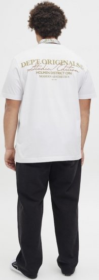 Jack & Jones Lington Crew Neck T-Shirt Bright White - Herren-T-shirts - Herren-T-Shirts in großen Größen