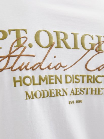 Jack & Jones Lington Crew Neck T-Shirt Bright White - Herren-T-shirts - Herren-T-Shirts in großen Größen