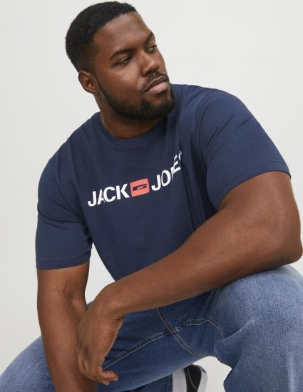 Jack & Jones Corp Logo Crew Neck T-Shirt Navy Blazer - Herren-T-shirts - Herren-T-Shirts in großen Größen