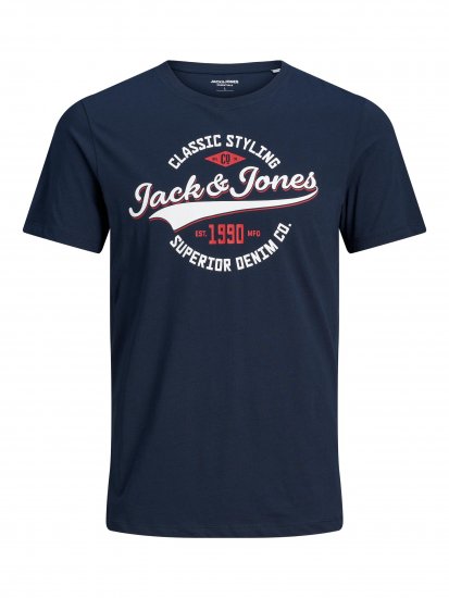 Jack & Jones JJELOGO TEE Navy - Herren-T-shirts - Herren-T-Shirts in großen Größen
