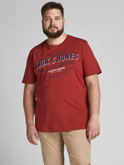 Jack & Jones JJELOGO TEE Red - Herren-T-shirts - Herren-T-Shirts in großen Größen