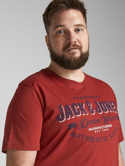 Jack & Jones JJELOGO TEE Red - Herren-T-shirts - Herren-T-Shirts in großen Größen