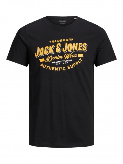 Jack & Jones JJELOGO TEE Black - Herren-T-shirts - Herren-T-Shirts in großen Größen