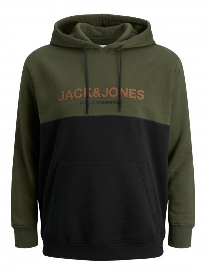 Jack & Jones JJEURBAN BLOCKING SWEAT Forest Green - Herren-sweater und -hoodies - Herren-Sweater und -Hoodies in großen Größen