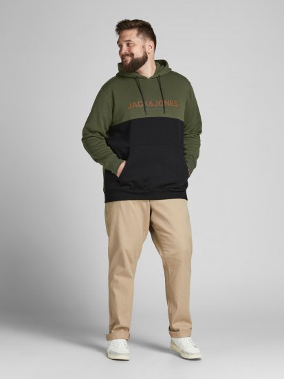 Jack & Jones JJEURBAN BLOCKING SWEAT Forest Green - Herren-sweater und -hoodies - Herren-Sweater und -Hoodies in großen Größen