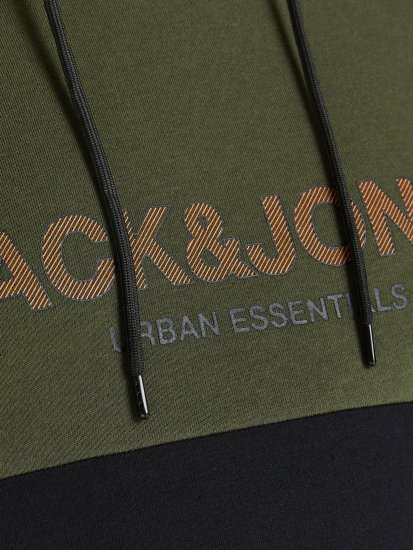 Jack & Jones JJEURBAN BLOCKING SWEAT Forest Green - Herren-sweater und -hoodies - Herren-Sweater und -Hoodies in großen Größen