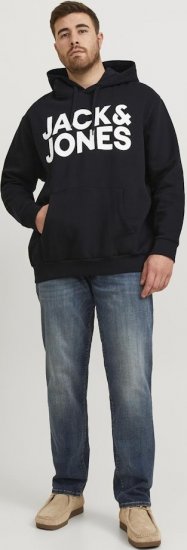 Jack & Jones CORP LOGO Large Print Hoodie Black - Herren-sweater und -hoodies - Herren-Sweater und -Hoodies in großen Größen