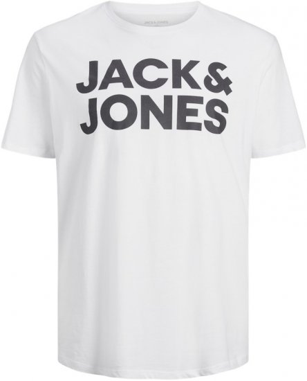 Jack & Jones CORP Logo T-Shirt White w Large Black Print - Herren-T-shirts - Herren-T-Shirts in großen Größen