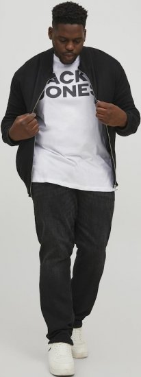 Jack & Jones CORP Logo T-Shirt White w Large Black Print - Herren-T-shirts - Herren-T-Shirts in großen Größen
