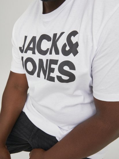 Jack & Jones CORP Logo T-Shirt White w Large Black Print - Herren-T-shirts - Herren-T-Shirts in großen Größen