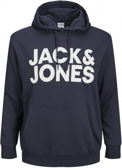 Jack & Jones CORP LOGO Large Print Hoodie Navy Blazer - Herren-sweater und -hoodies - Herren-Sweater und -Hoodies in großen Größen