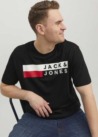 Jack & Jones CORP Logo T-Shirt Black/PLAY 4 - Herren-T-shirts - Herren-T-Shirts in großen Größen