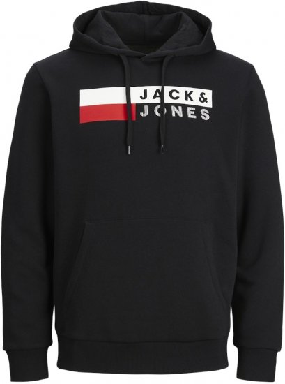 Jack & Jones CORP LOGO PLAY 4 Print Hoodie Black - Herren-sweater und -hoodies - Herren-Sweater und -Hoodies in großen Größen