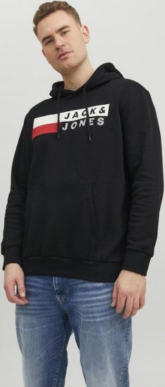 Jack & Jones CORP LOGO PLAY 4 Print Hoodie Black - Herren-sweater und -hoodies - Herren-Sweater und -Hoodies in großen Größen