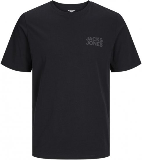 Jack & Jones CORP Logo T-Shirt Black w Small Black Print - Herren-T-shirts - Herren-T-Shirts in großen Größen