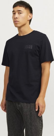 Jack & Jones CORP Logo T-Shirt Black w Small Black Print - Herren-T-shirts - Herren-T-Shirts in großen Größen