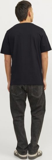 Jack & Jones CORP Logo T-Shirt Black w Small Black Print - Herren-T-shirts - Herren-T-Shirts in großen Größen
