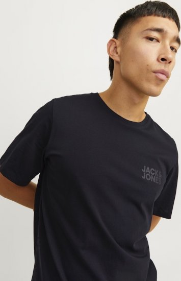 Jack & Jones CORP Logo T-Shirt Black w Small Black Print - Herren-T-shirts - Herren-T-Shirts in großen Größen