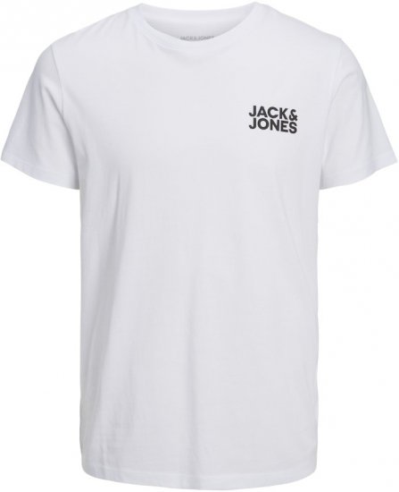 Jack & Jones CORP Logo T-Shirt White w Small Black Print - Herren-T-shirts - Herren-T-Shirts in großen Größen
