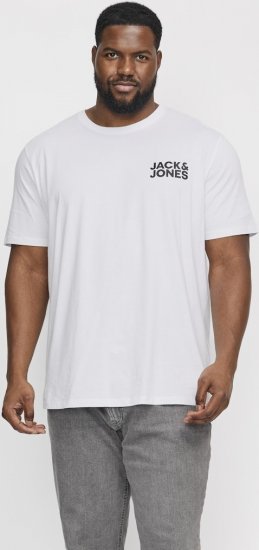 Jack & Jones CORP Logo T-Shirt White w Small Black Print - Herren-T-shirts - Herren-T-Shirts in großen Größen