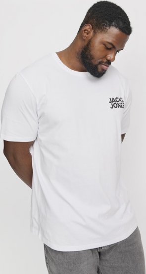 Jack & Jones CORP Logo T-Shirt White w Small Black Print - Herren-T-shirts - Herren-T-Shirts in großen Größen