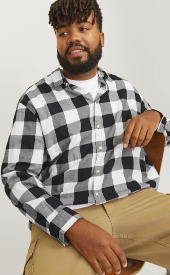 Jack & Jones Gingham L/S Shirt Whisper White - Herrenhemden - Herrenhemden in großen Größen