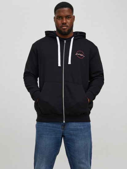Jack & Jones JJSTAMP ZIP Hoodie Black - Herren-sweater und -hoodies - Herren-Sweater und -Hoodies in großen Größen