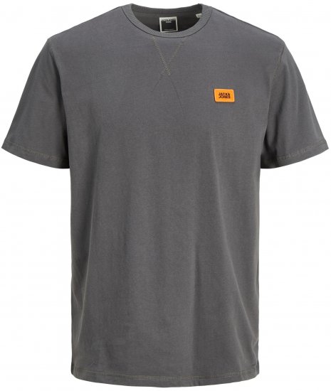 Jack & Jones JCOCLASSIC WAFFLE BADGE TEE Charcoal - Herren-T-shirts - Herren-T-Shirts in großen Größen