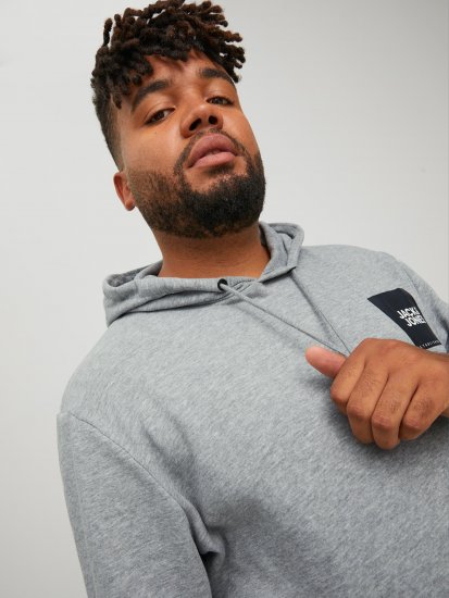 Jack & Jones JJLOCK SWEAT HOOD Grey - Herren-sweater und -hoodies - Herren-Sweater und -Hoodies in großen Größen
