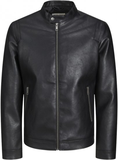 Jack & Jones Rocky Urban Rider Leather Jacket Black - Herren Jacken in großen Größen - Herren Jacken in großen Größen