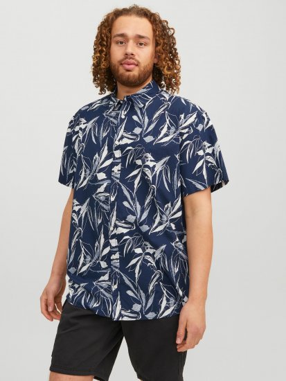 Jack & Jones JORCRAYON AOP Shirt Navy - Herrenhemden - Herrenhemden in großen Größen