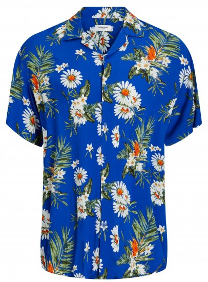 Jack & Jones JORLUKE FLORES Resort Shirt Nautical Blue - Herrenhemden - Herrenhemden in großen Größen