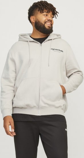 Jack & Jones ESTERBRO Zip Hoodie Light Grey - Herren-sweater und -hoodies - Herren-Sweater und -Hoodies in großen Größen