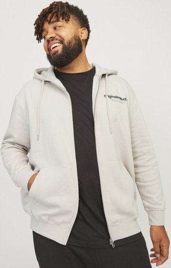 Jack & Jones ESTERBRO Zip Hoodie Light Grey - Herren-sweater und -hoodies - Herren-Sweater und -Hoodies in großen Größen