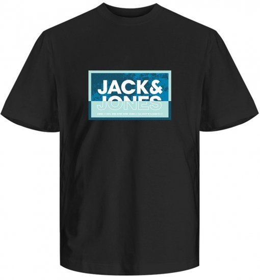 Jack & Jones JCOLOGAN SUMMER PRINT T-Shirt Black - Herren-T-shirts - Herren-T-Shirts in großen Größen