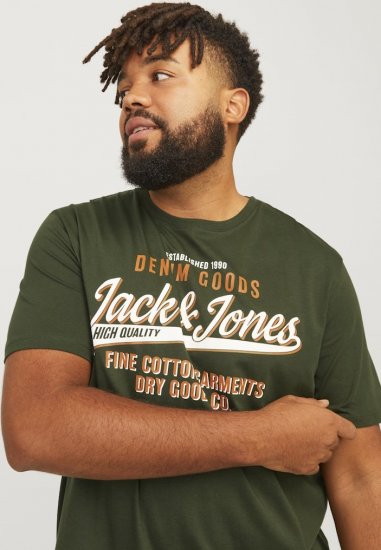 Jack & Jones JJELOGO O-Neck T-Shirt Kombu Green - Herren-T-shirts - Herren-T-Shirts in großen Größen