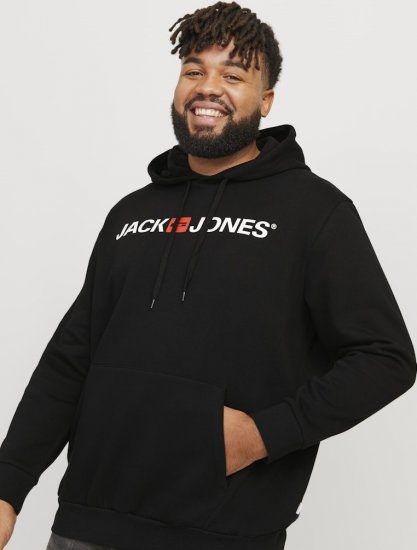 Jack & Jones CORP OLD LOGO REG FIT Hoodie Black - Herren-sweater und -hoodies - Herren-Sweater und -Hoodies in großen Größen