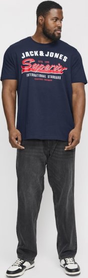 Jack & Jones LOGO O-Neck T-Shirt Dark Blue - Herren-T-shirts - Herren-T-Shirts in großen Größen