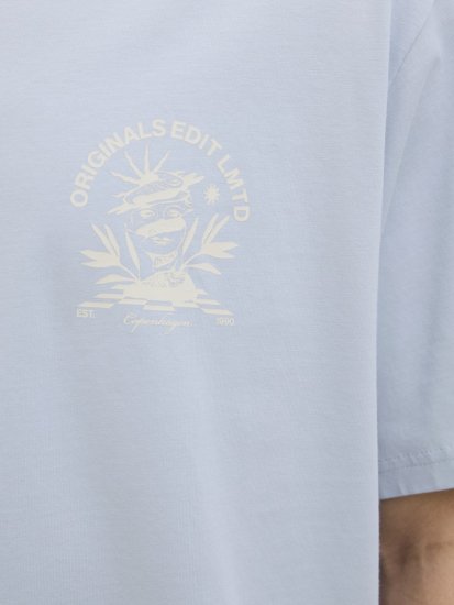 Jack & Jones Bellagio Collage Crew Neck T-Shirt Skyway - Herren-T-shirts - Herren-T-Shirts in großen Größen