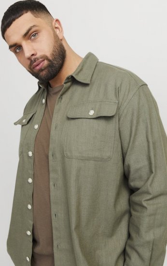 Jack & Jones Raymond Spring Long Sleeve Overshirt Green - Herrenhemden - Herrenhemden in großen Größen