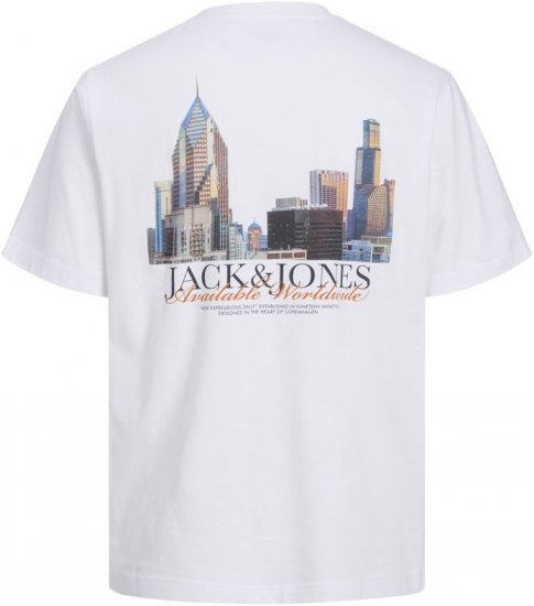Jack & Jones Boston Photo Crew Neck T-Shirt Bright White - Herren-T-shirts - Herren-T-Shirts in großen Größen