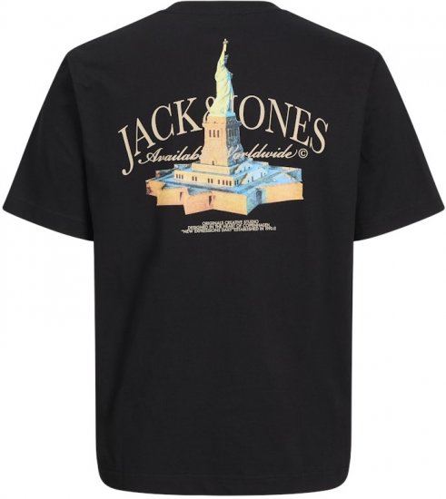 Jack & Jones Boston Photo Crew Neck T-Shirt Black - Herren-T-shirts - Herren-T-Shirts in großen Größen