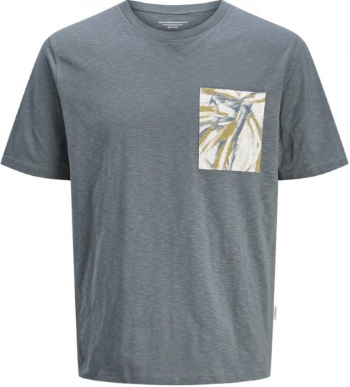 Jack & Jones Split Pocket Print T-Shirt Grey - Herren-T-shirts - Herren-T-Shirts in großen Größen