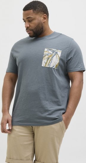 Jack & Jones Split Pocket Print T-Shirt Grey - Herren-T-shirts - Herren-T-Shirts in großen Größen